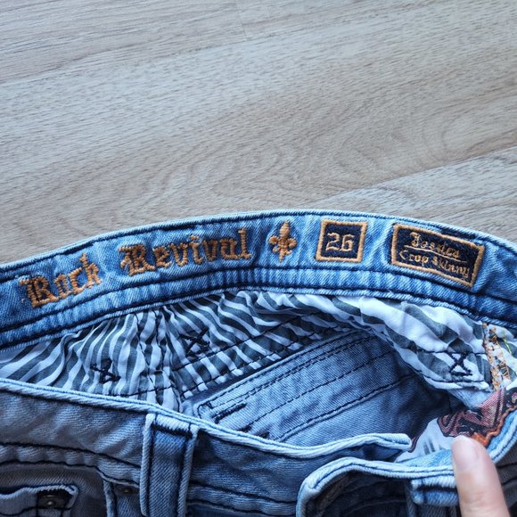 Rock Revival Jessica Ankle Crop Skinny Jeans Low Rise Zip Stretch Light Blue - Picture 6 of 8